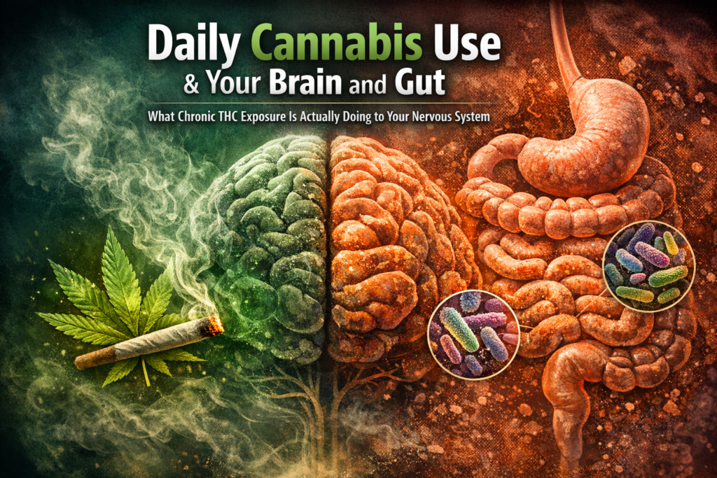 What daily cannabis use really does to your brain, gut, and nervous system. A science-based breakdown of chronic THC, dopamine signaling, the microbiome, and long-term regulation effects.